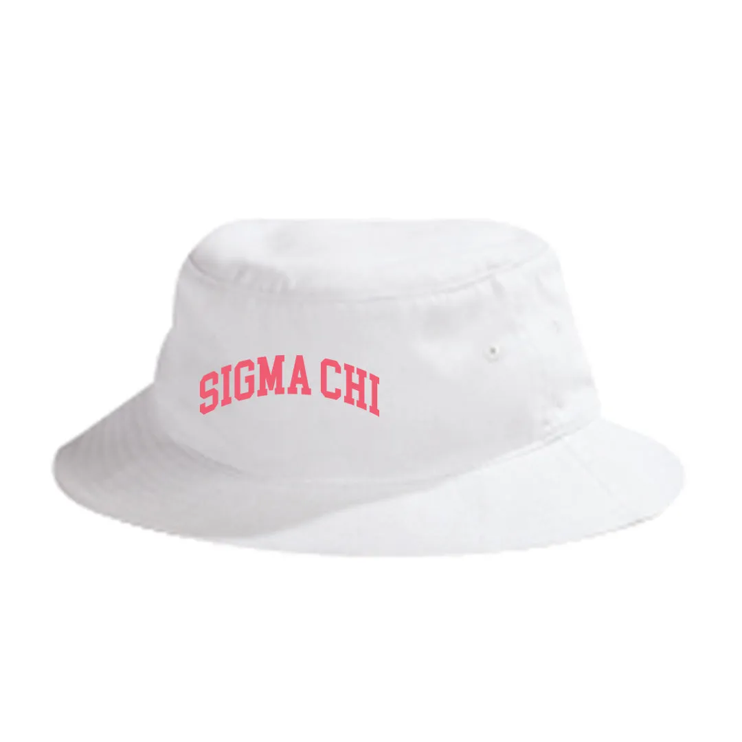 Sigma Chi Beach Day White bucket hat