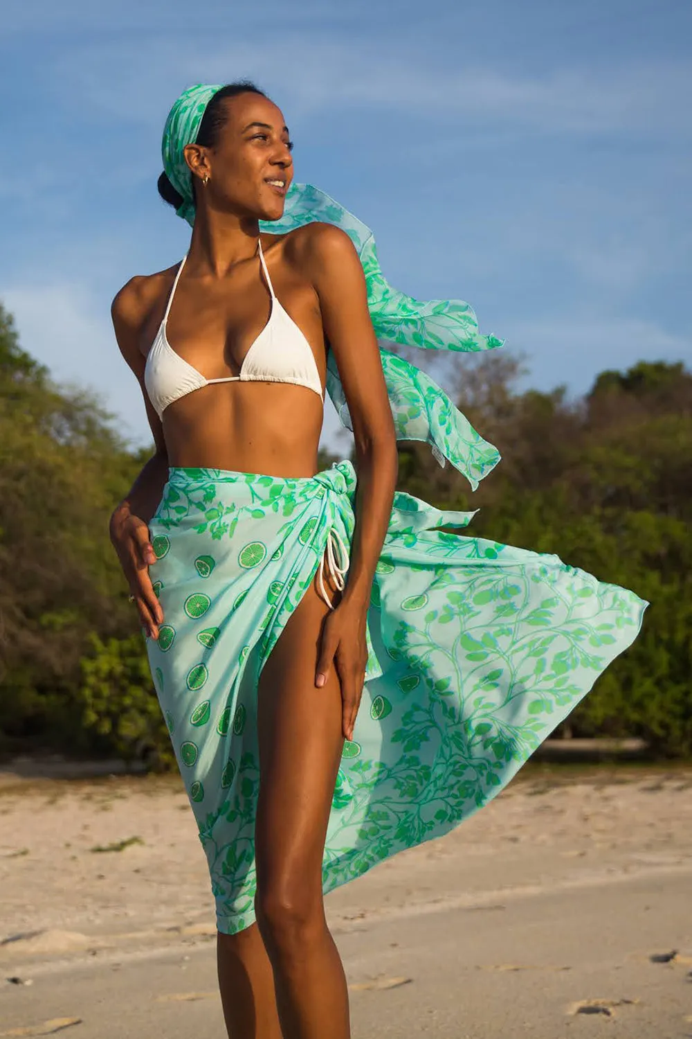 Silk Chiffon Sarong LIME TREE