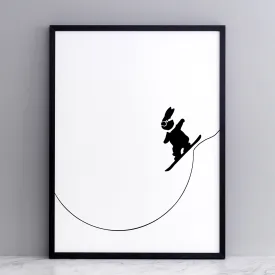 Snowboarding Rabbit Print