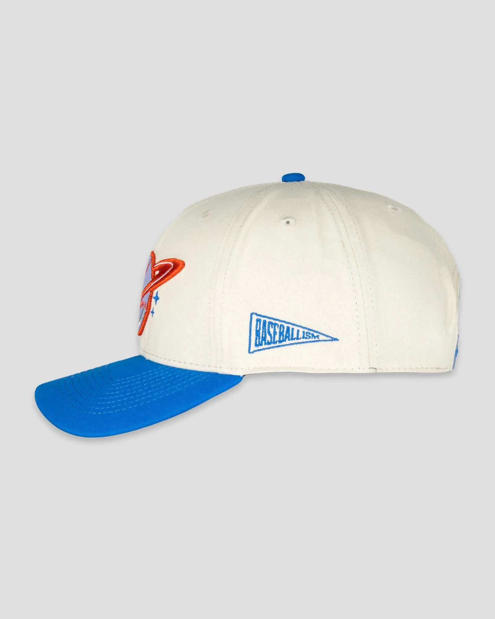 Space Ball Shallow Crown Snapback - Blue and Orange