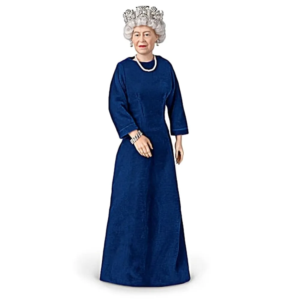 The Ashton-Drake Galleries Her Majesty The Queen Elizabeth II: Sapphire Elegance Portrait Doll Argil Porcelain Figurine 15-inches