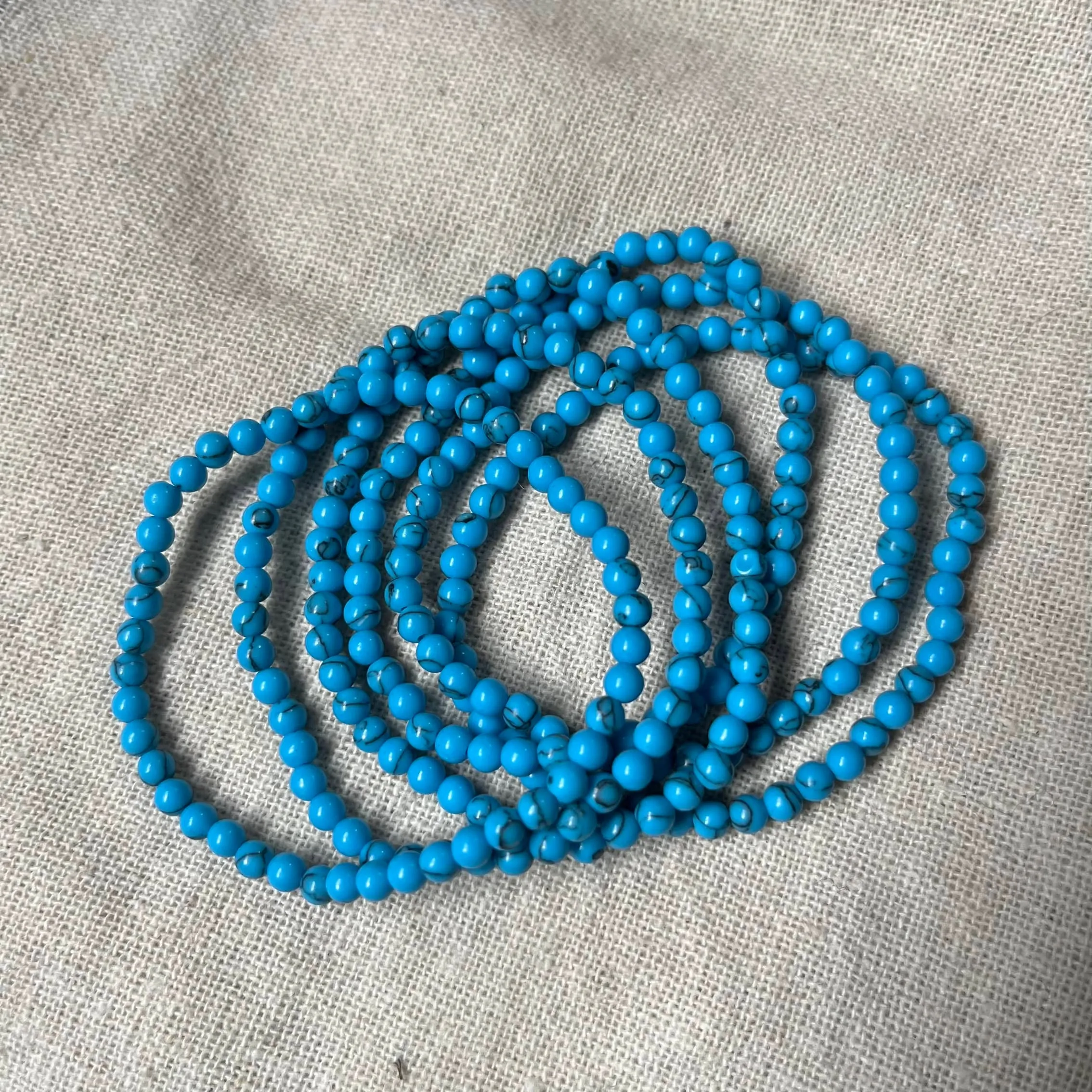 Turquoise 4mm Beaded Bracelet - Wisdom