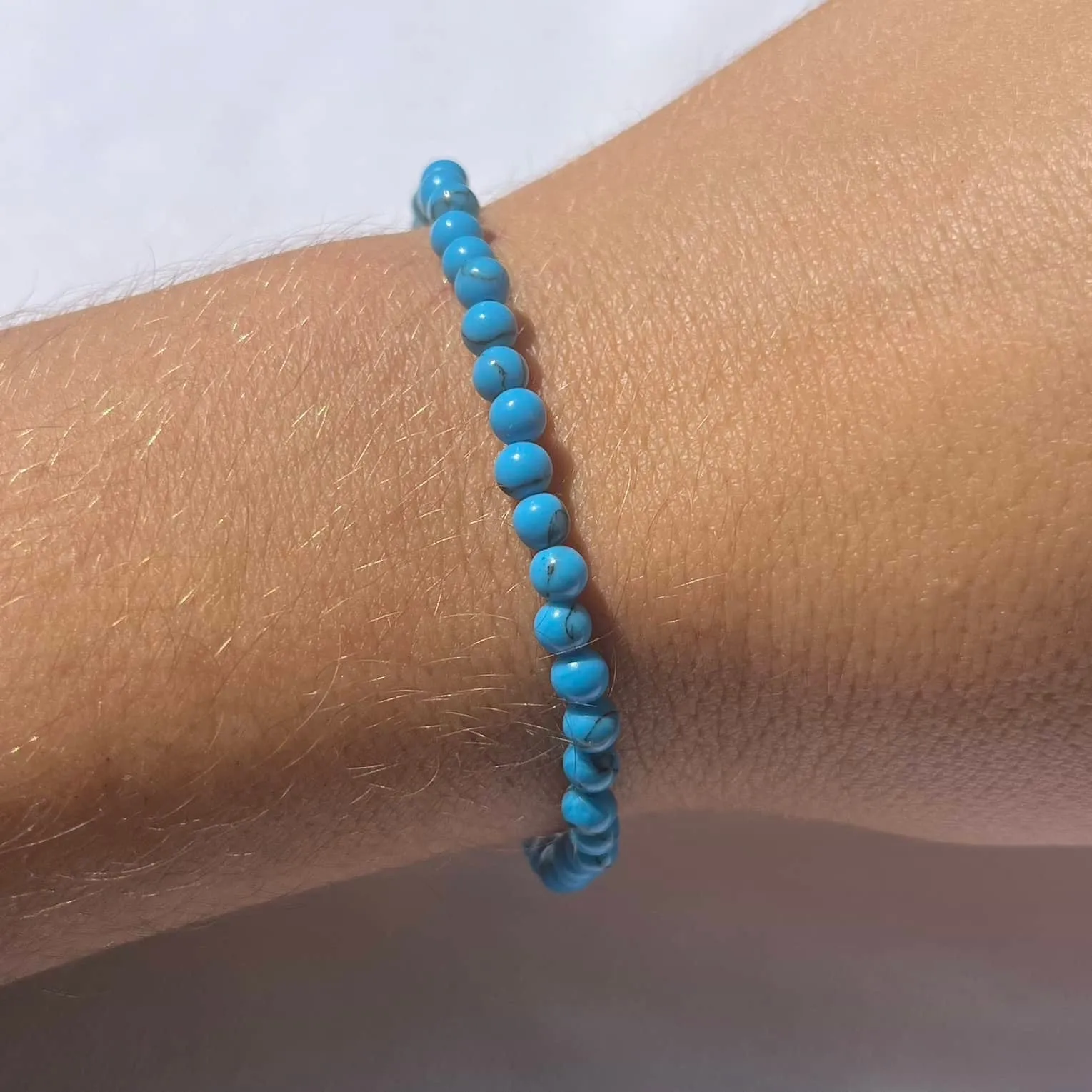 Turquoise 4mm Beaded Bracelet - Wisdom