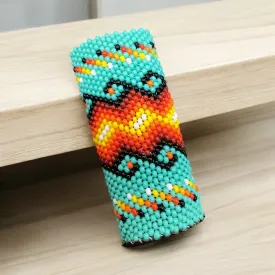 Turquoise and Red Beaded Lighter Case