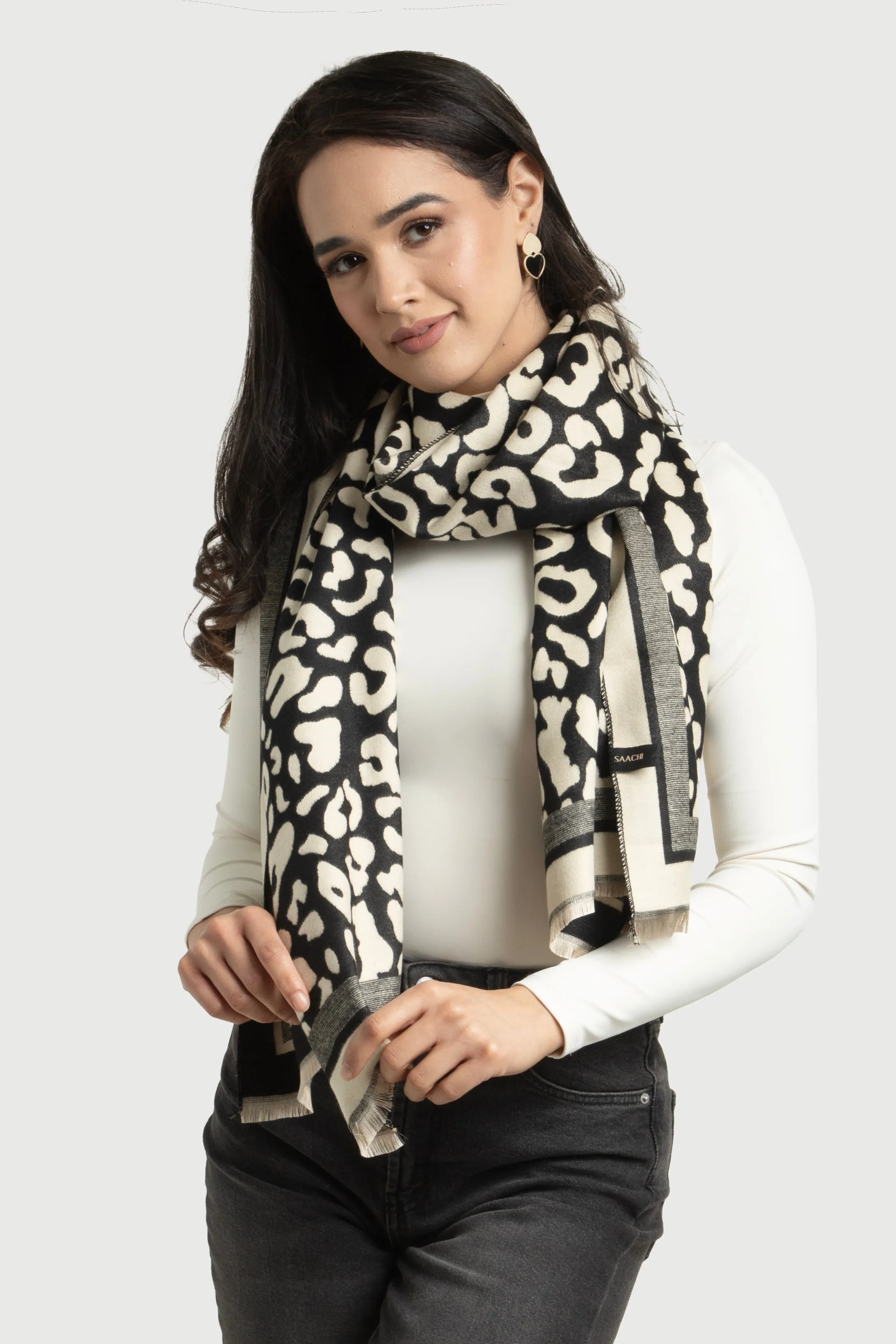 Two Tone Leopard Reversible Scarf