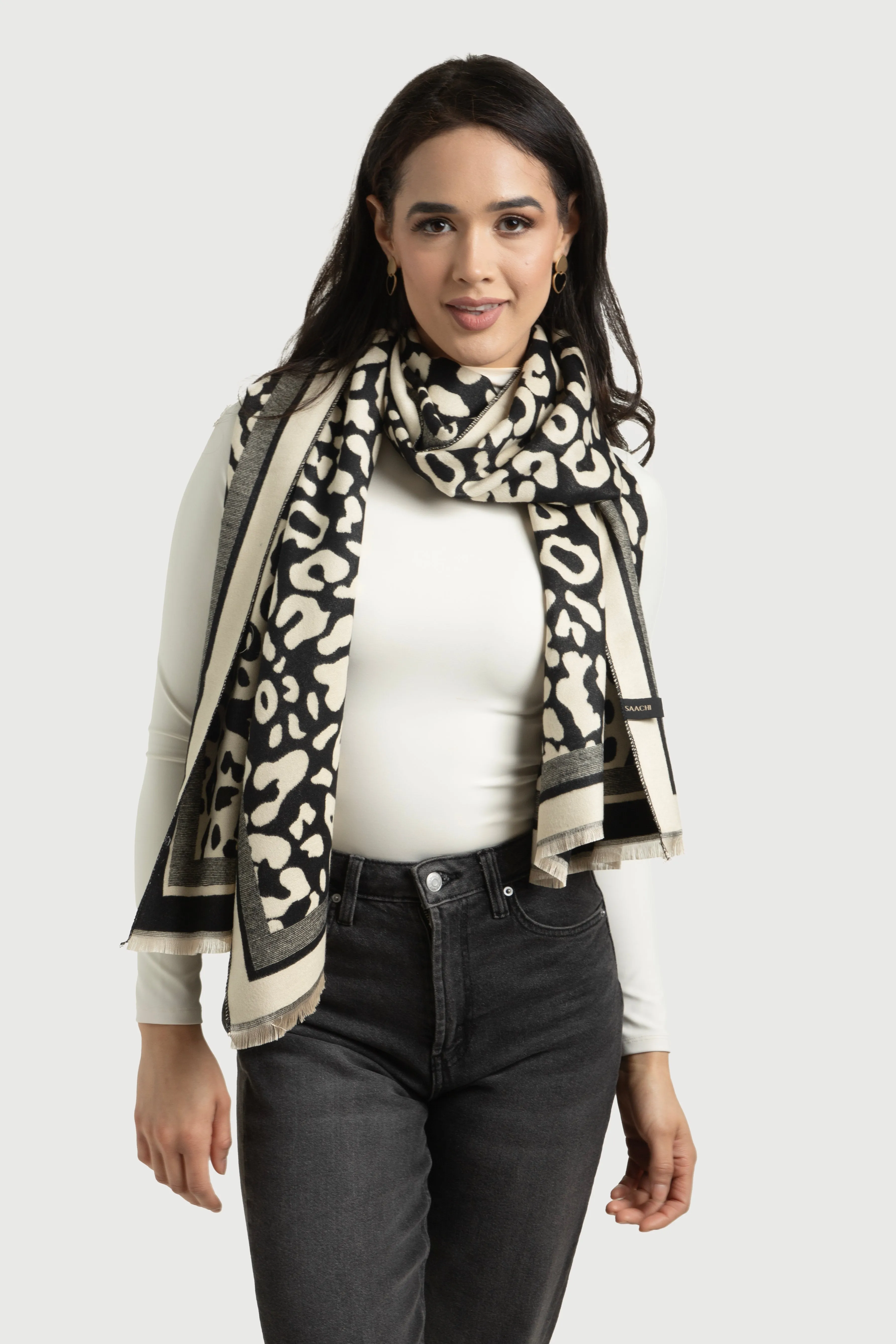 Two Tone Leopard Reversible Scarf