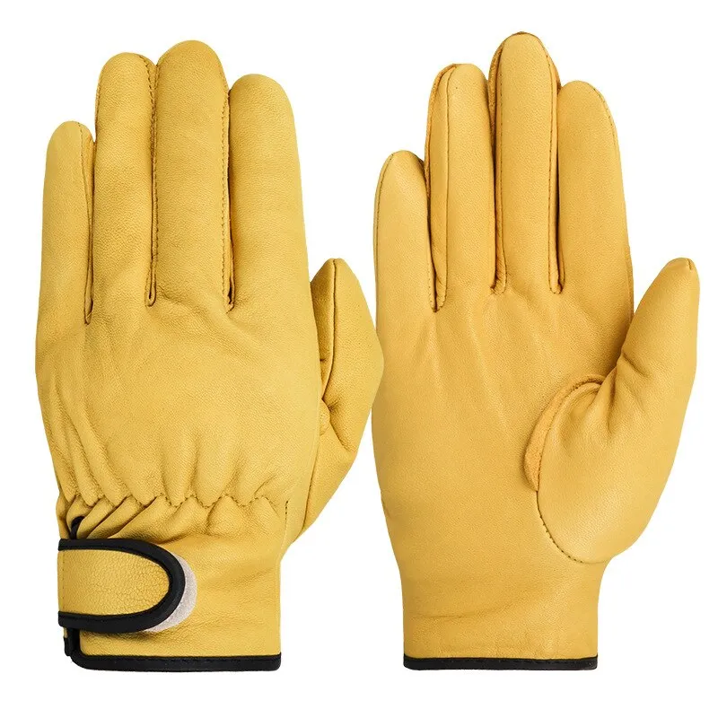 Work gloves sheepskin leather workers work welding safety protection garden sports motorcycle driver wear-resistant gloves