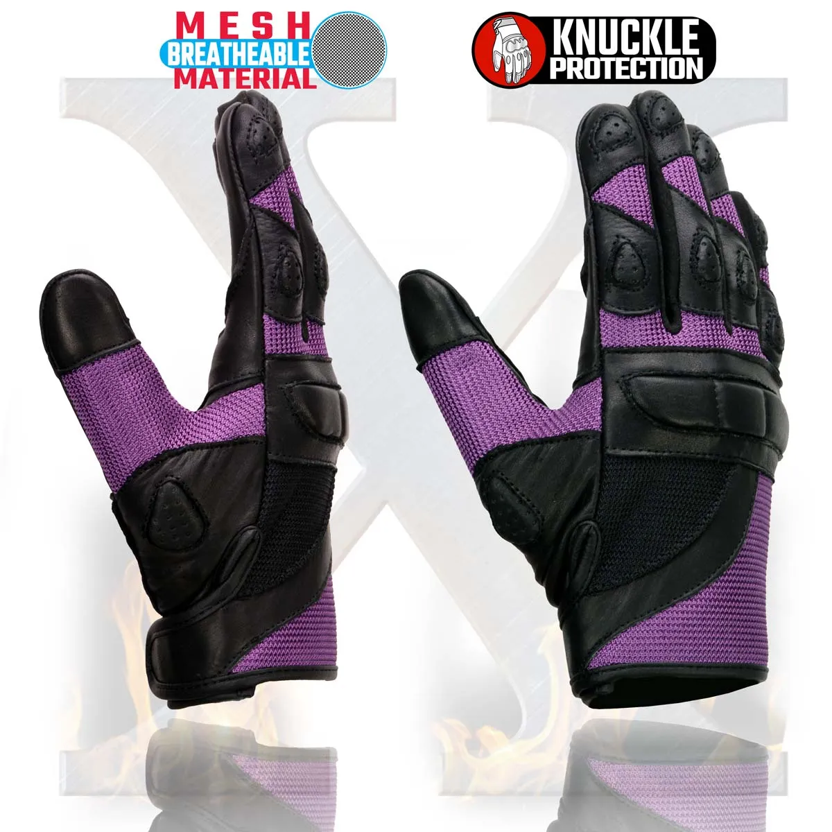 Xelement XG80208 Women's Black and Purple Mesh Cool Rider Motorcycle