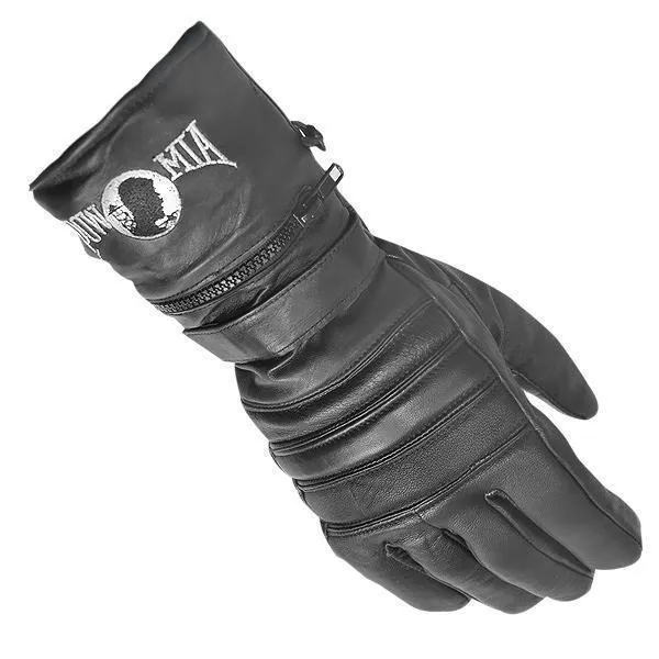 Xelement XG8220 Men's Black Insulated Leather Motorcycle Gauntlet Gloves